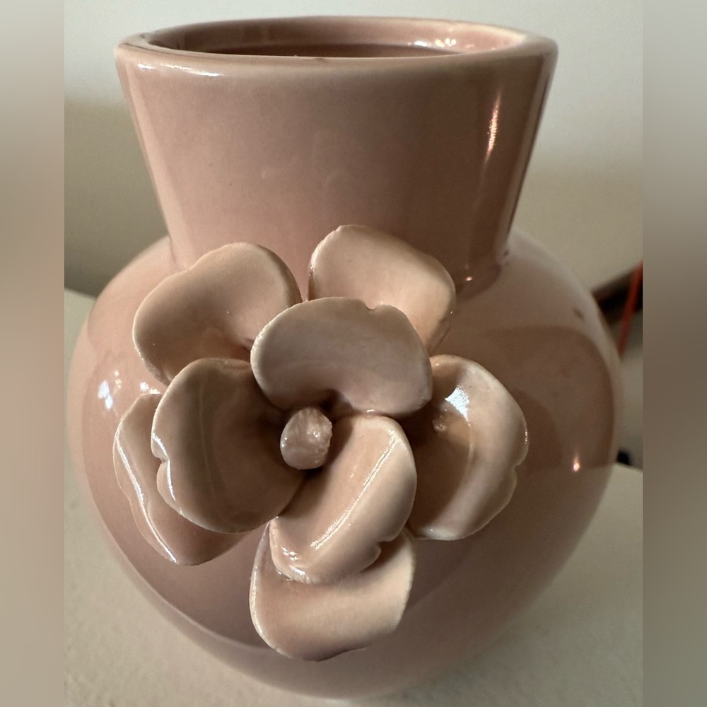 Blush Ceramic Vase with 3D Flower